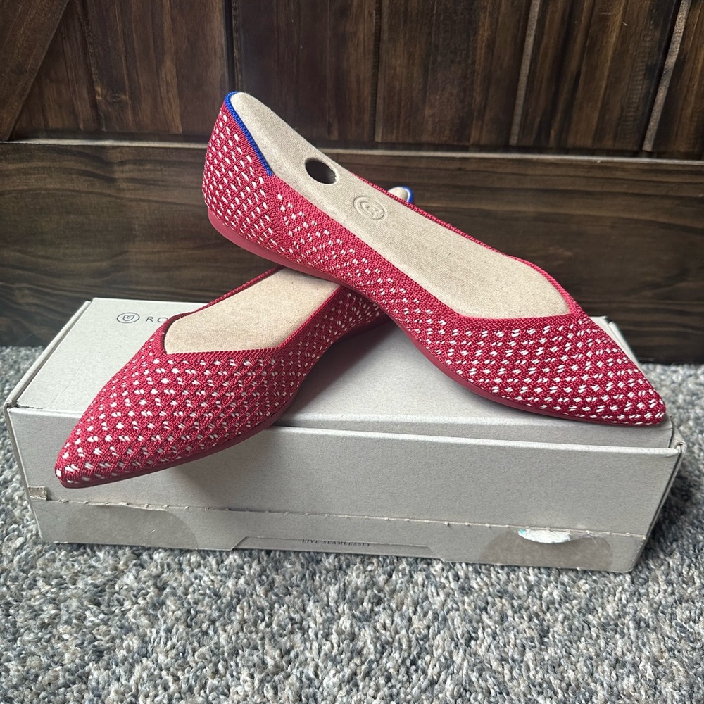 Rothy's Red and White Knit Women's Flats